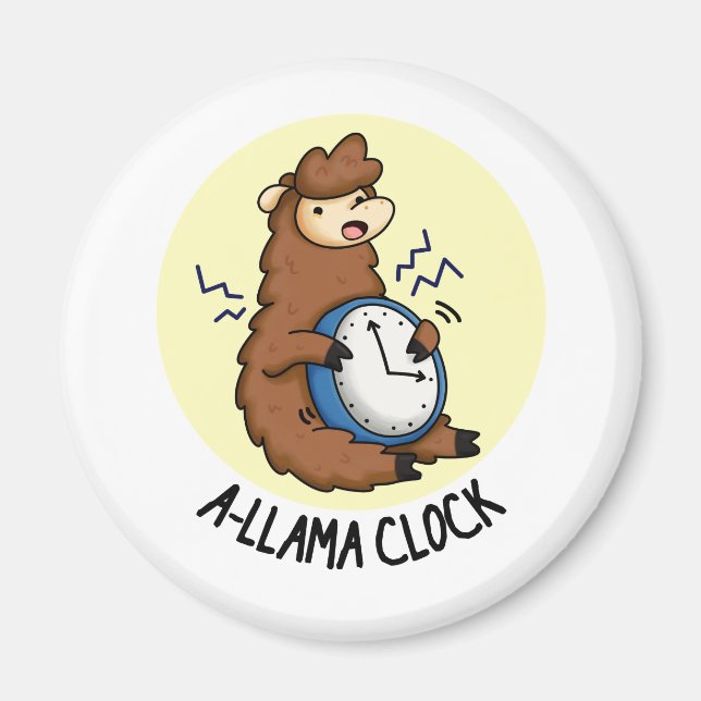 Imã A-llama Clock Funny Llama Pun (Frente)