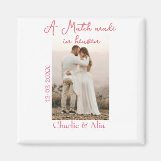 Imã A match made in heaven photo wedding pink name sim