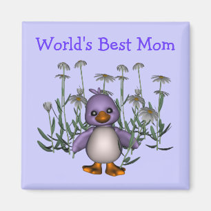 Imã A melhor mãe do Bird Cute Daisie Flower