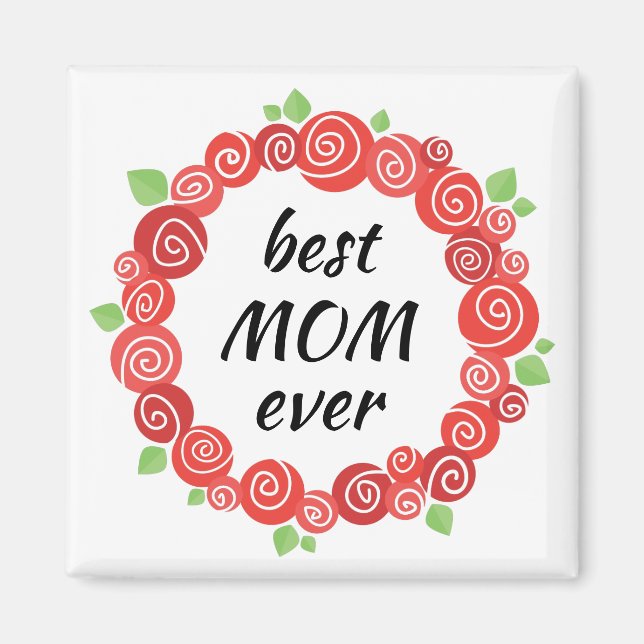 Imã A melhor mãe do dia de as mães de coroa rosa verme (Frente)
