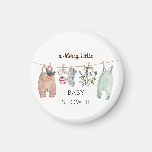 Imã A Merry Little Baby Shower Christmas Clothes (Frente)