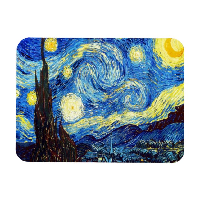 Ímã A Noite Estrelada de Vincent van Gogh 1889 (Horizontal)
