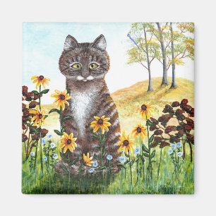 Imã A paisagem da queda do gato de gato malhado deixa