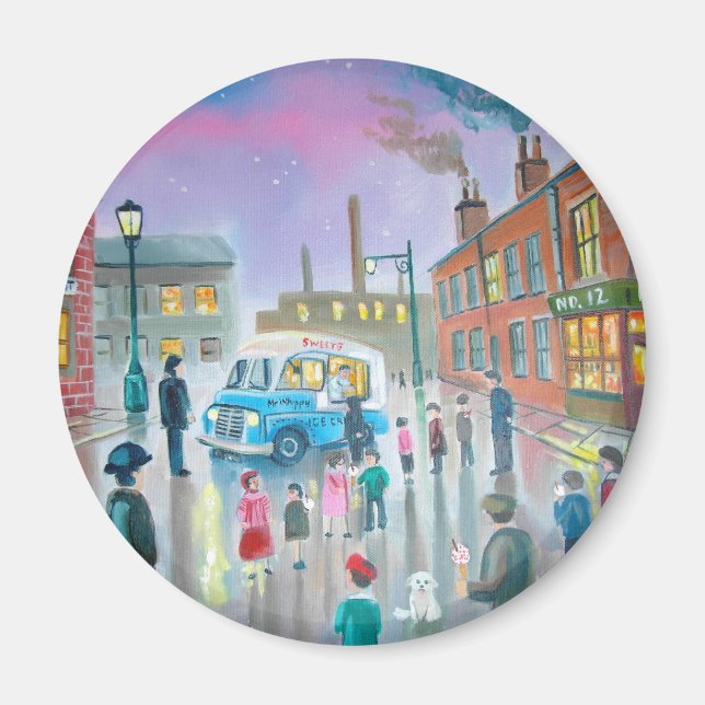 Imã A pintura a óleo da Sorvete Van (Frente)