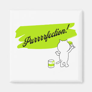 Imã A pintura de Kitten "Purrfection!" na parede.