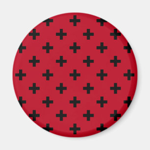Imã A polca preta cruza a vermelho