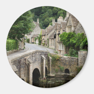 Imã A ponte no castelo Combe, ímã redondo BRITÂNICO