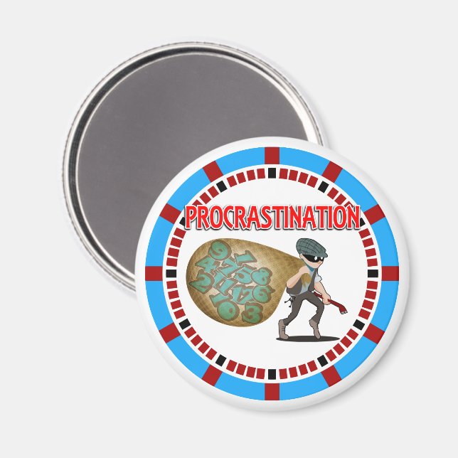Imã A procrastinação é um Ladrão de Tempo (Front/Back)