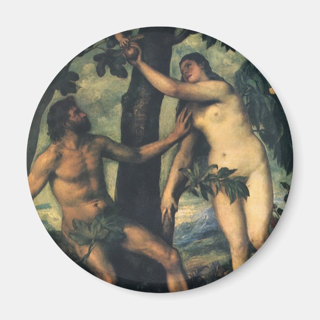 Imã A queda do homem; Adam e Eve por Titian (Frente)