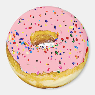 Imã A rosquinha cor-de-rosa do fosco da morango