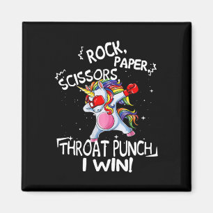 Imã A tesoura de papel Rock Grita Punch I Win Unicorn