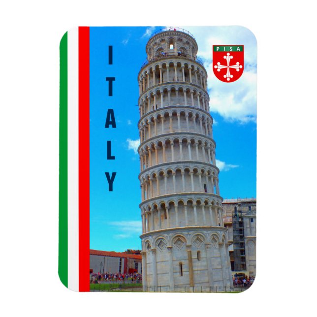 Ímã A Torre De Pisa E A Bandeira Italiana (Vertical)