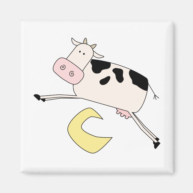 Imã A vaca salta sobre o camiseta e os presentes da lu (Frente)