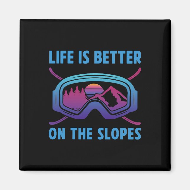 Imã A Vida Do Snowboard É Melhor No Slopes Retro Snowb (Frente)