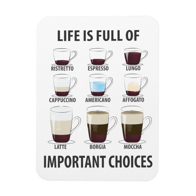 Ímã A vida é Cheio de escolhas importantes - café engr (Vertical)