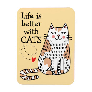 Ímã A Vida É Melhor Com Gatos Doodle