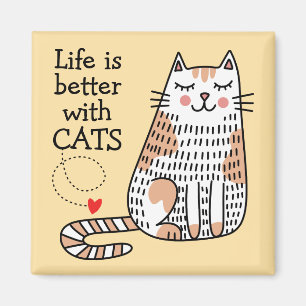 Imã A Vida É Melhor Com Gatos Doodle