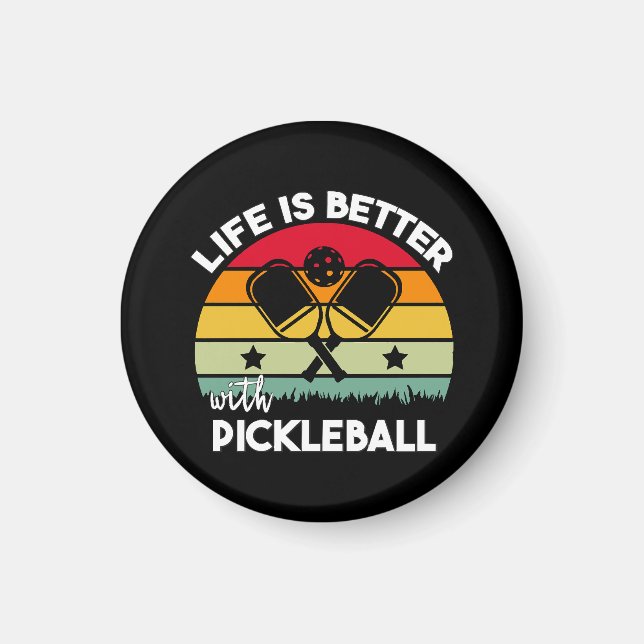 Imã A vida é melhor com Pickleball (Frente)