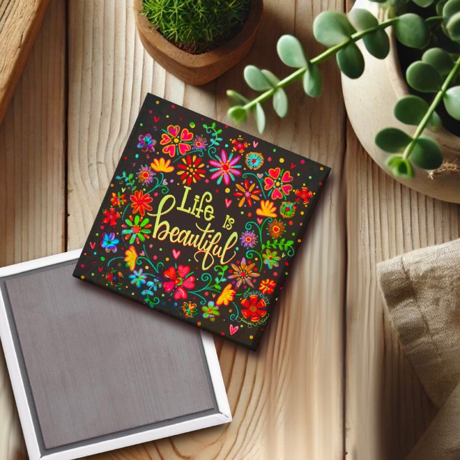 Imã A vida é um belo magneto de inspirivência floral p (Criador carregado)