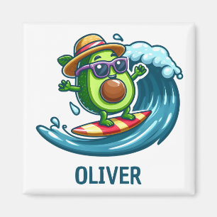 Imã Abacate Surfista Fofo Ataca as Ondas Personalizado
