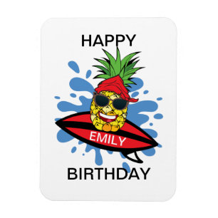 Ímã Abacaxi de Surfe de Aniversário Engraçado