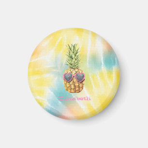 Imã Abacaxi Legal, Tinta Tie Dye Arco-íris Aquarela