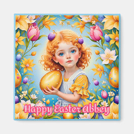 Imã ABBEY ~Wishing You A Happy Easter ~ Golden Egg ~