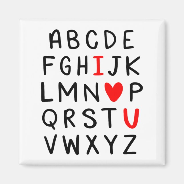 Imã Abc Alphabet I Love You Englieacher Valentines  (Frente)