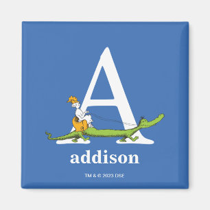 Imã ABC do Dr. Seuss: Letra A - Branco Adicione seu
