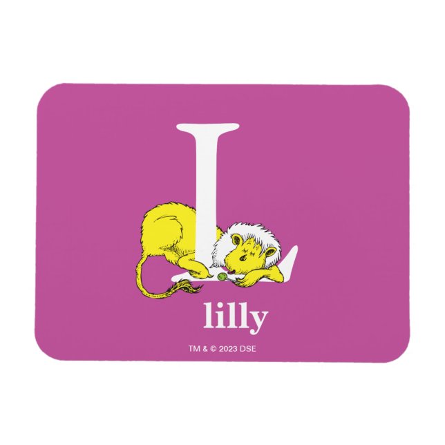 Ímã ABC do Dr. Seuss: Letra L - Branco | Adicione seu  (Horizontal)