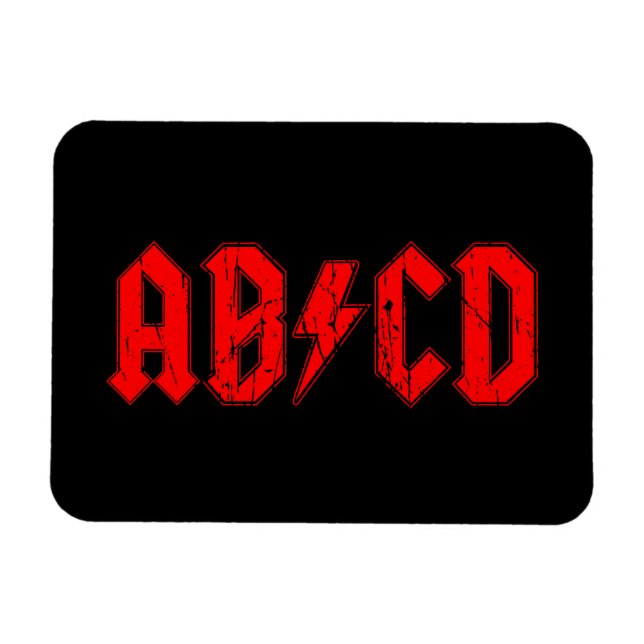Ímã ABCD rock music funny symbol fake acdc joke school (Horizontal)