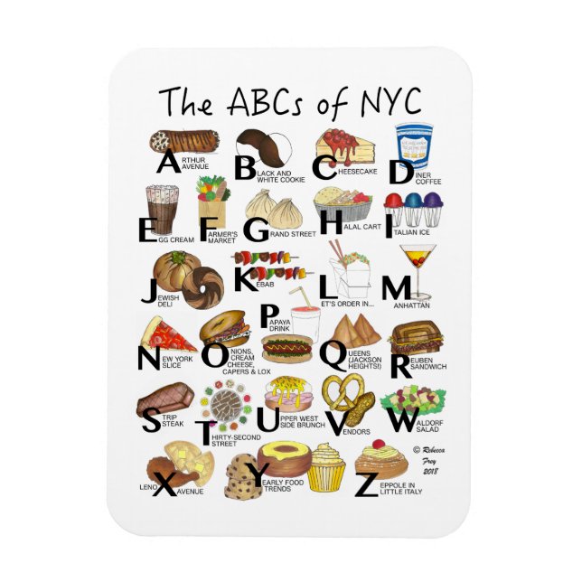 Ímã ABCs do alfabeto Nova Iorque Icônico NYC (Vertical)