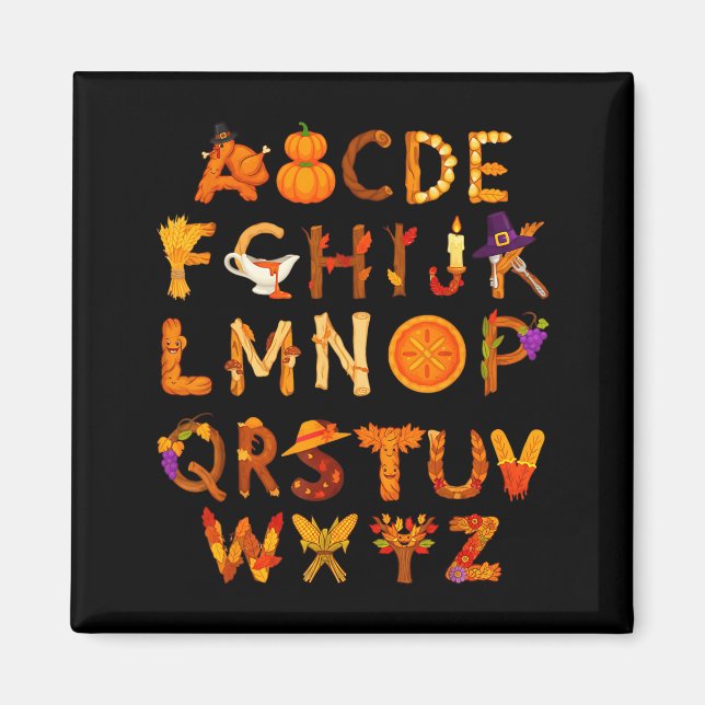 Imã Abcs Learning Kindergarten Teacher Thanksgiving Al (Frente)