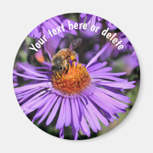 Imã Abeja Em Flor De Áster Roxo Personalizado Natureza