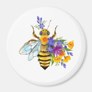 Imã Abeja flor com plantas silvestres
