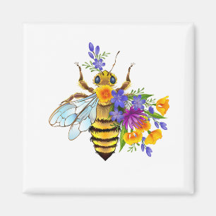 Imã Abeja flor com plantas silvestres