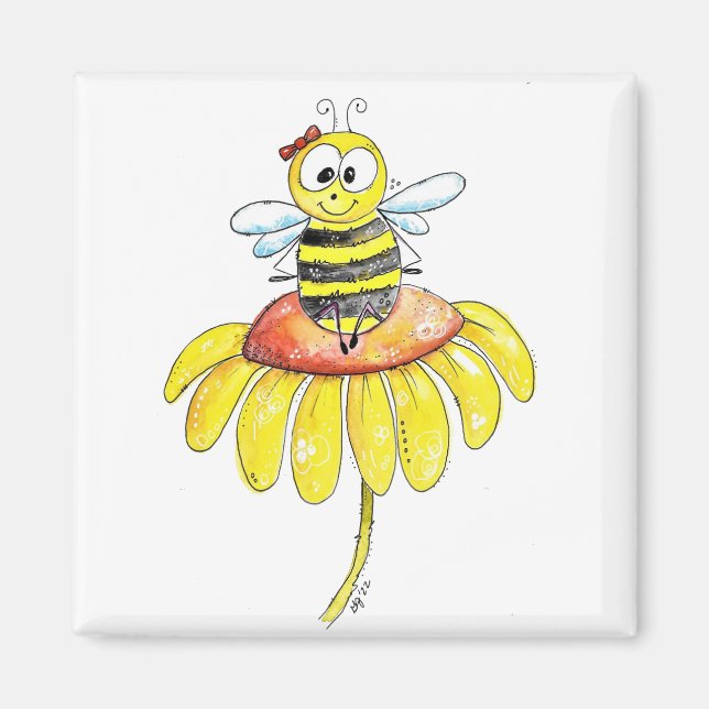 Imã Abelha branca numa flor (Frente)