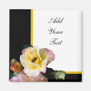 Imã Abelha nas flores amarelas rosa