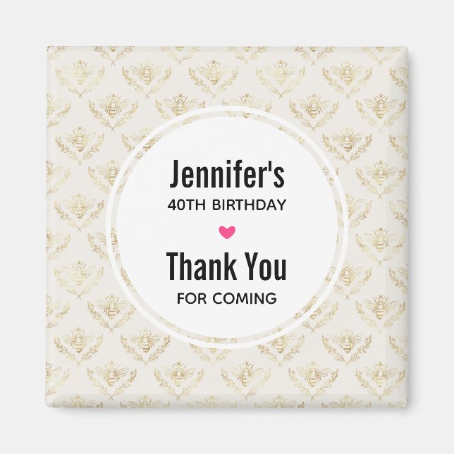 Imã Abelha ouro com padrão coroa Obrigado (Frente)