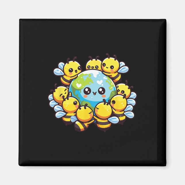 Imã Abelhas de Kawaii, o globo terrestre (Frente)