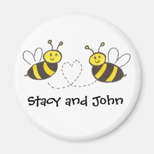 Imã Abelhas de mel com coração com nome personalizad