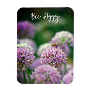 Ímã Abelhas felizes com a Motivação da Flor de Allium