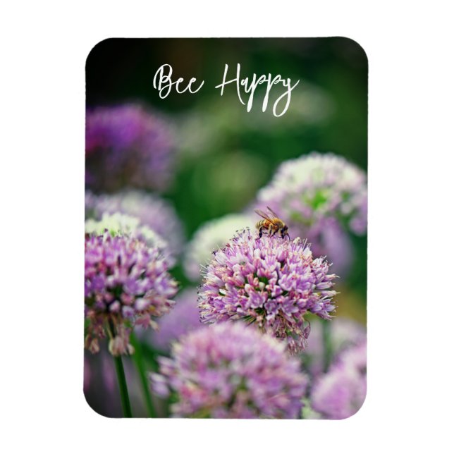 Ímã Abelhas felizes com a Motivação da Flor de Allium  (Vertical)