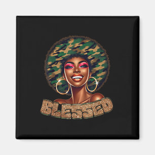 Imã Abençoada Camo Negra Mulher Faith Afro Histo