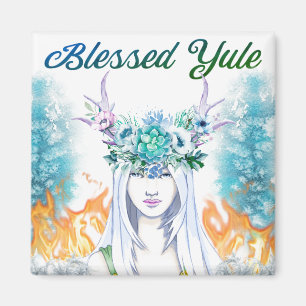 Imã Abençoado Yule Woodland Maiden Pagan Holiday