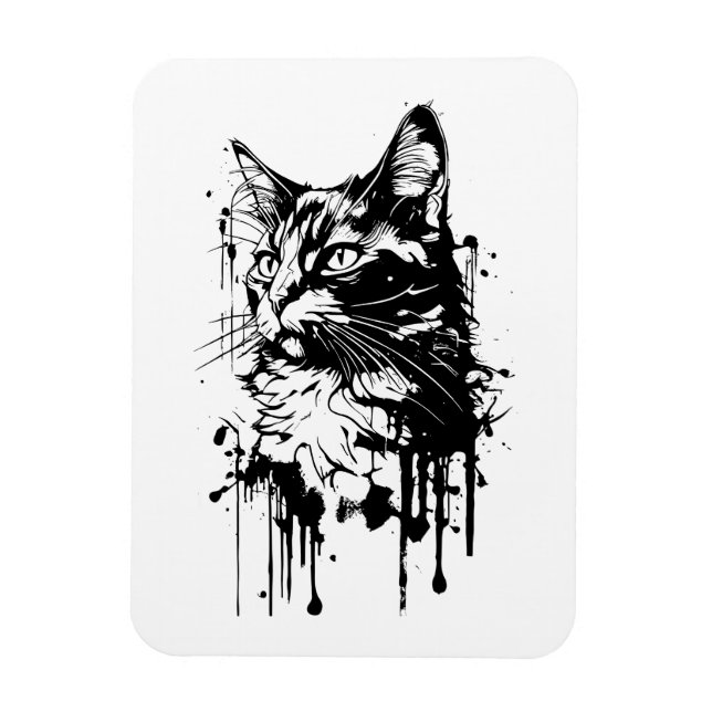Ímã Abertura de Gato Preto e Branco (Vertical)