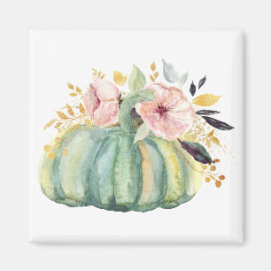 Imã Abóbora azul queda floral aquarela outono elegant