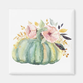 Imã Abóbora azul queda floral aquarela outono elegante