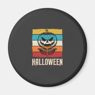 Imã Abóbora de Halloween Caveira Retro Vintage