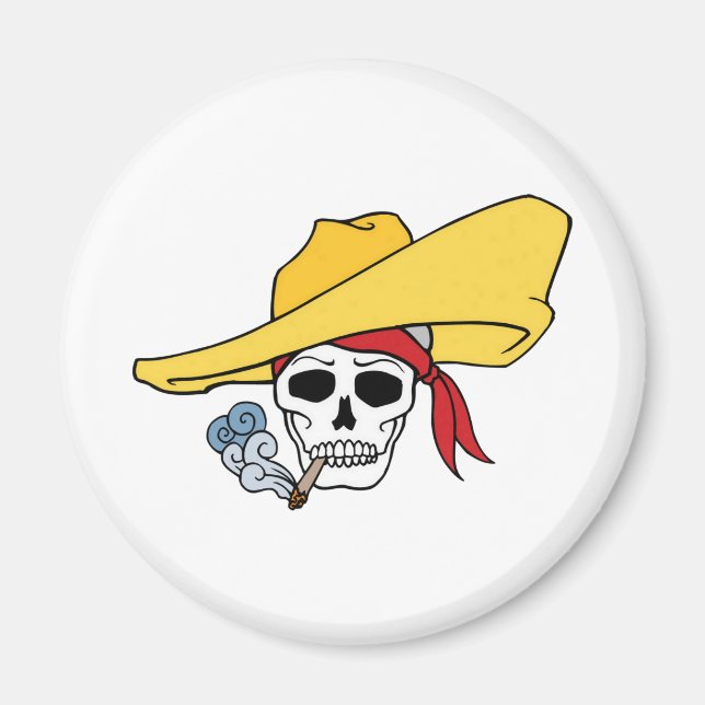 Imã Abóbora de Halloween Fumando Caveira com Bandana C (Frente)